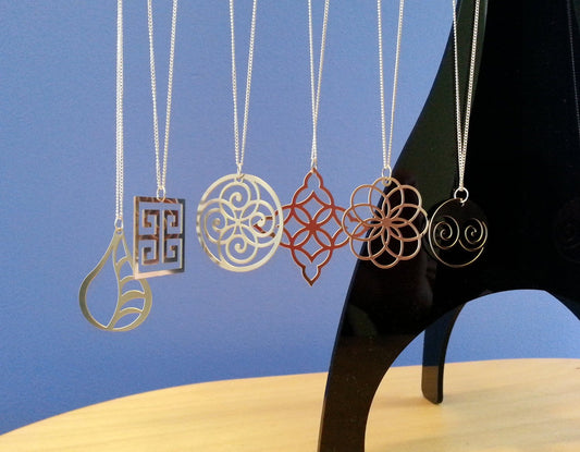 Spiral Circle Pendant & Earrings in Stainless Steel